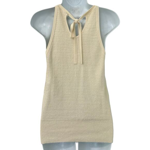 Anthropologie Cream Rainbow Cross Stitch Sunrise Embroidered Knit Tank Top Sz XS - Picture 8 of 12